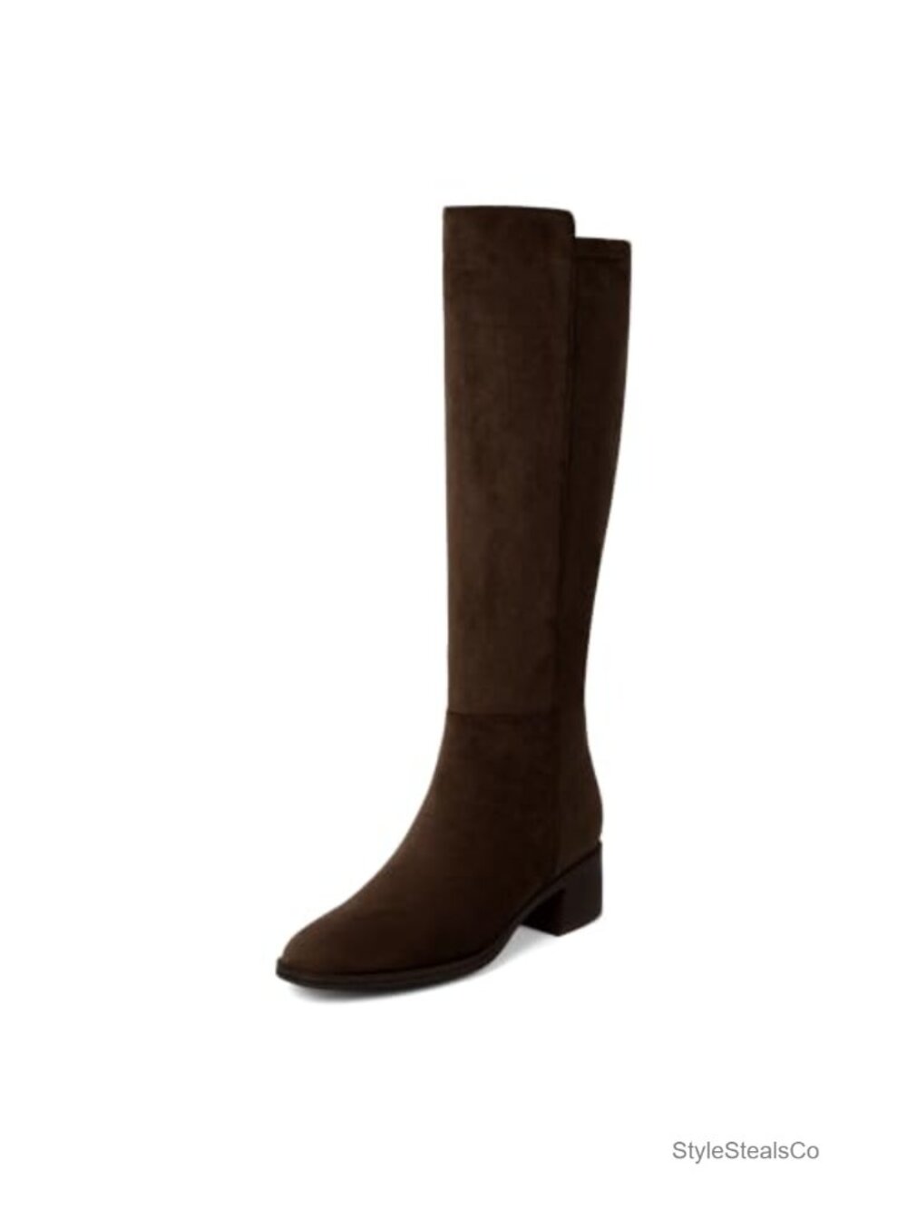 Faux Suede Knee High Boots Stretchy Chunky Low Block Heel Tall Boots